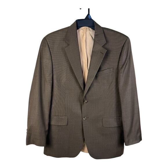 Lauren Ralph Lauren Wool Cashmere Brown Blazer Mens 40R 2-Button Houndstooth - Picture 1 of 16